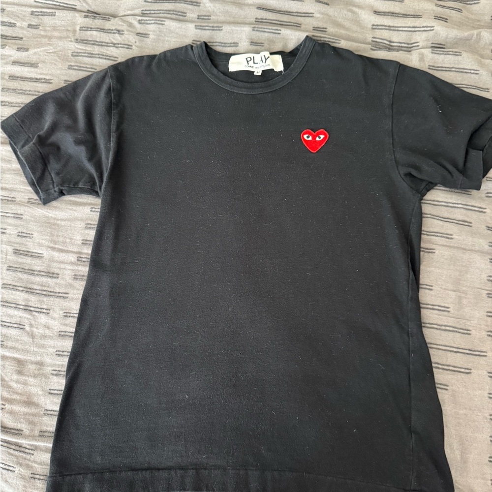 Comme des Garçons Black T-Shirt with Red Heart